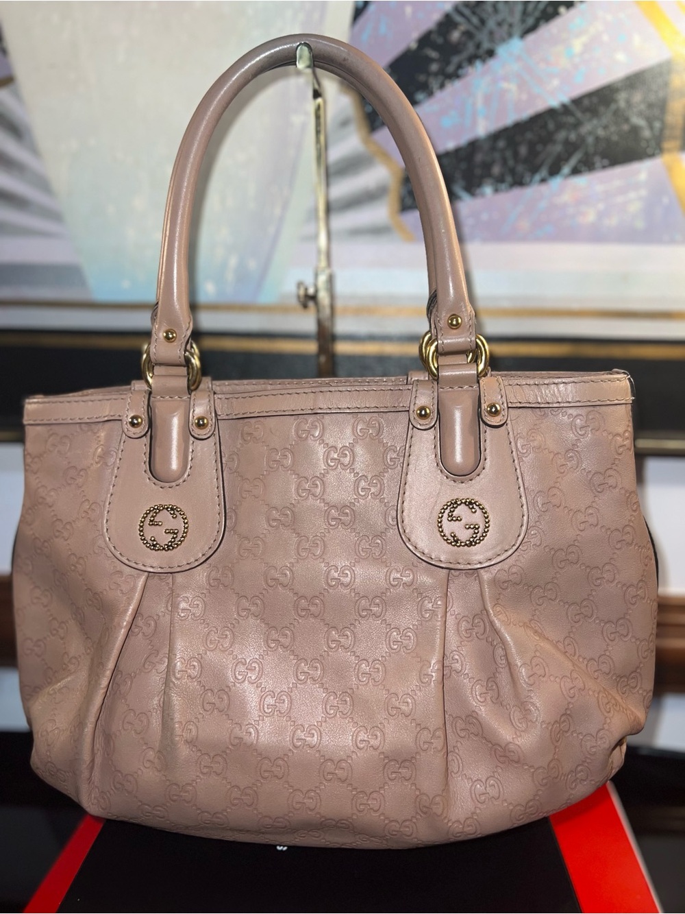 Gucci Blush Pink GG Embossed Leather Shoulder Bag